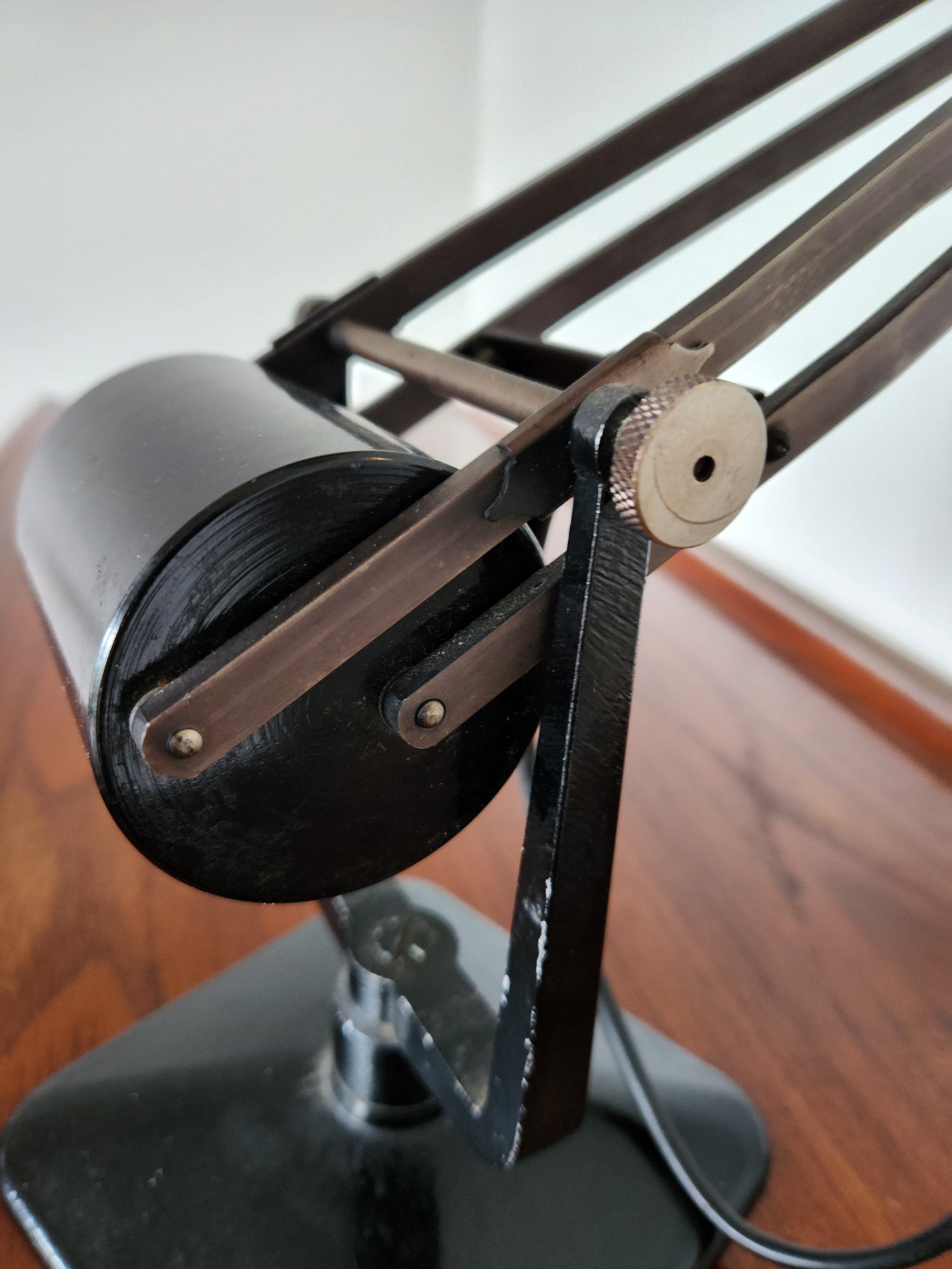 Mid Century Anglepoise lamp. Close-up of right side of counterweight mech.