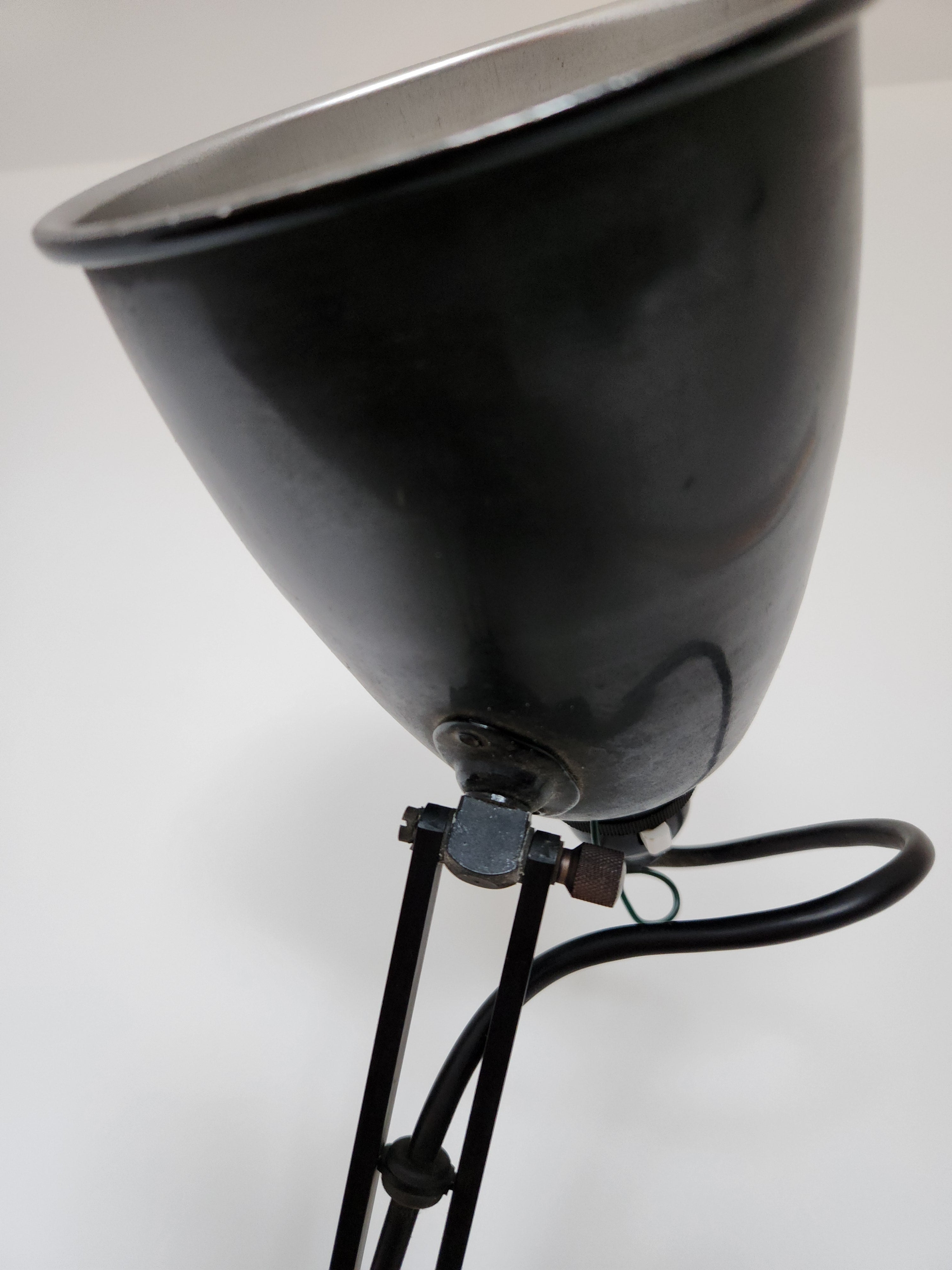 Mid Century Anglepoise lamp. close-up of shade underside
