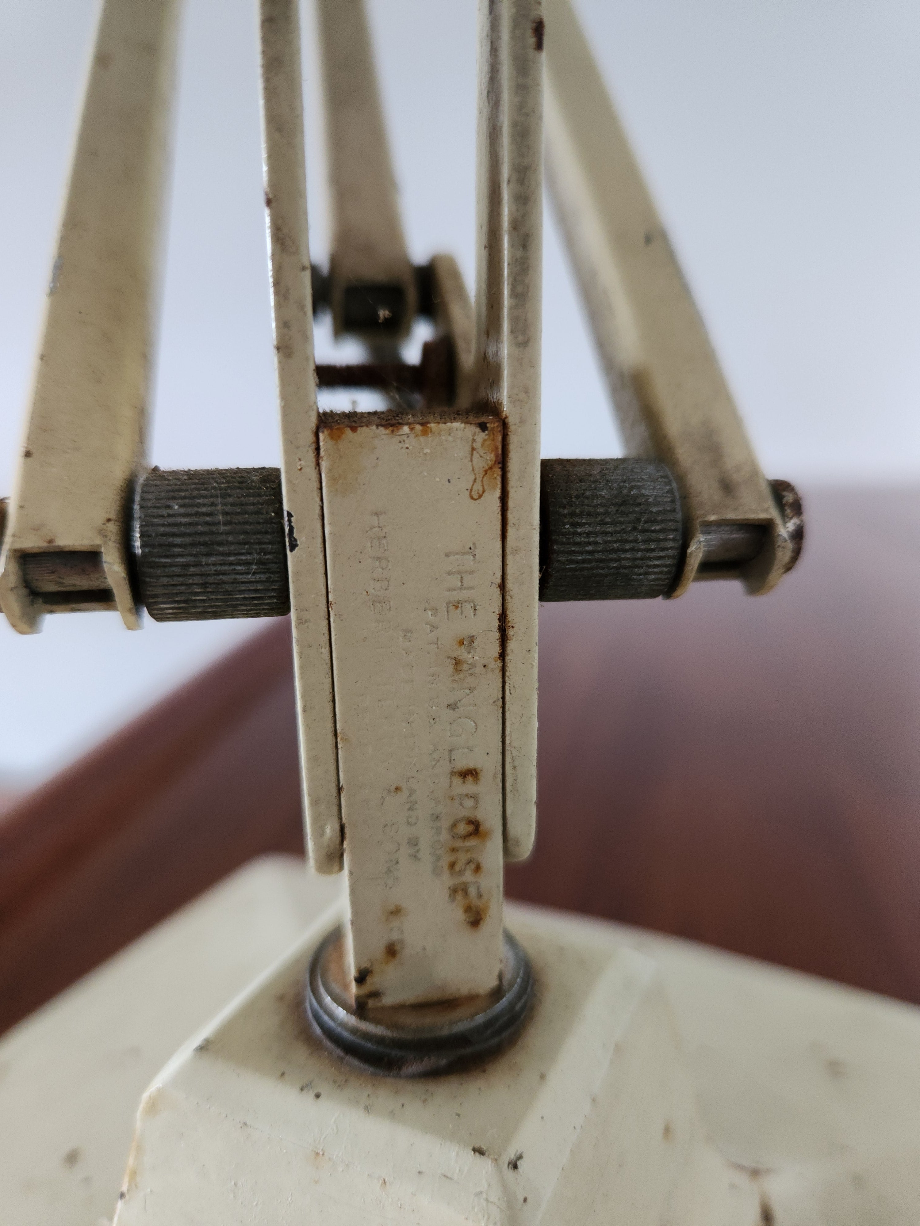 mid century anglepoise lamp close up of makers mark