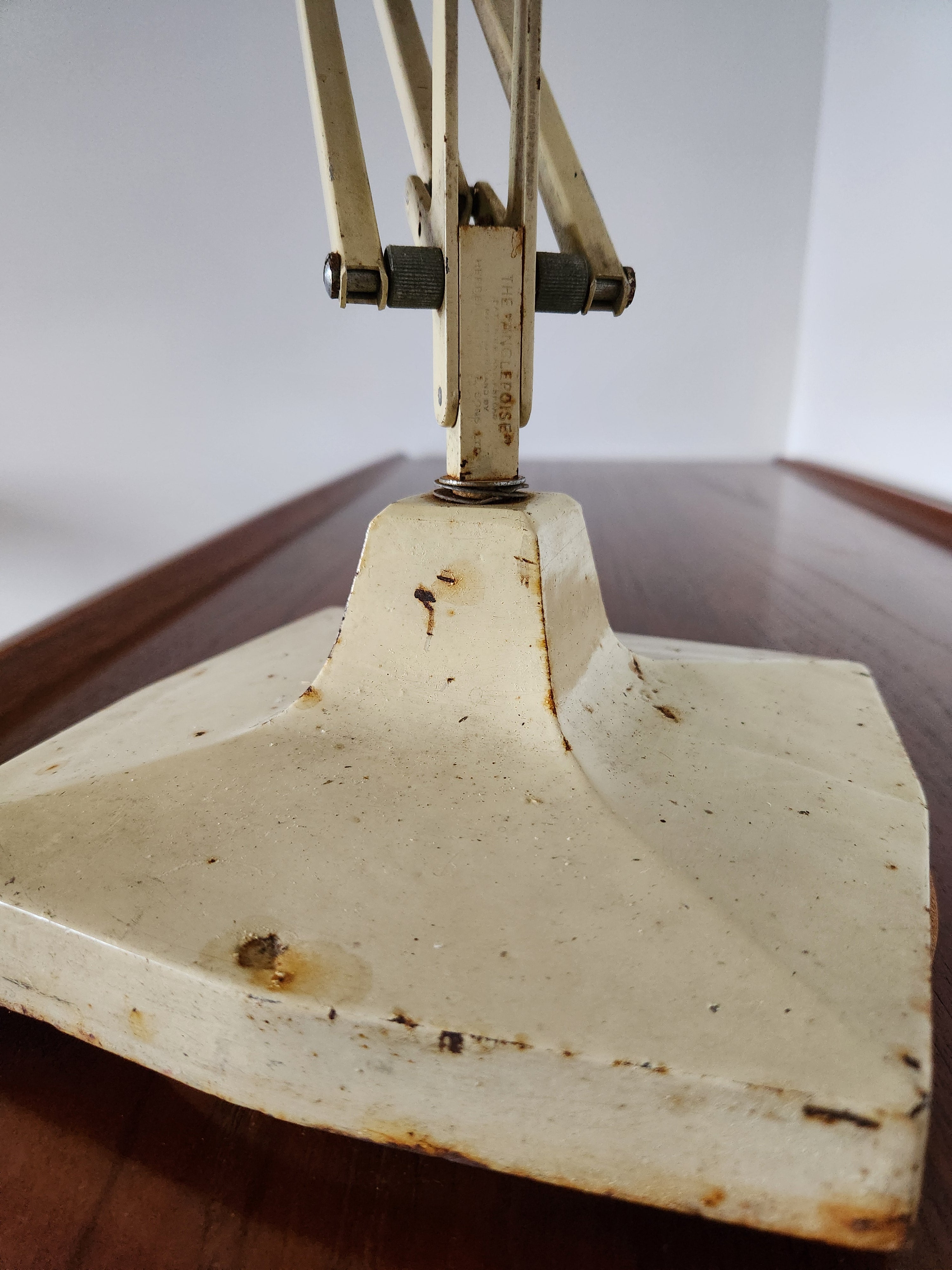 mid century anglepoise lamp close up of base