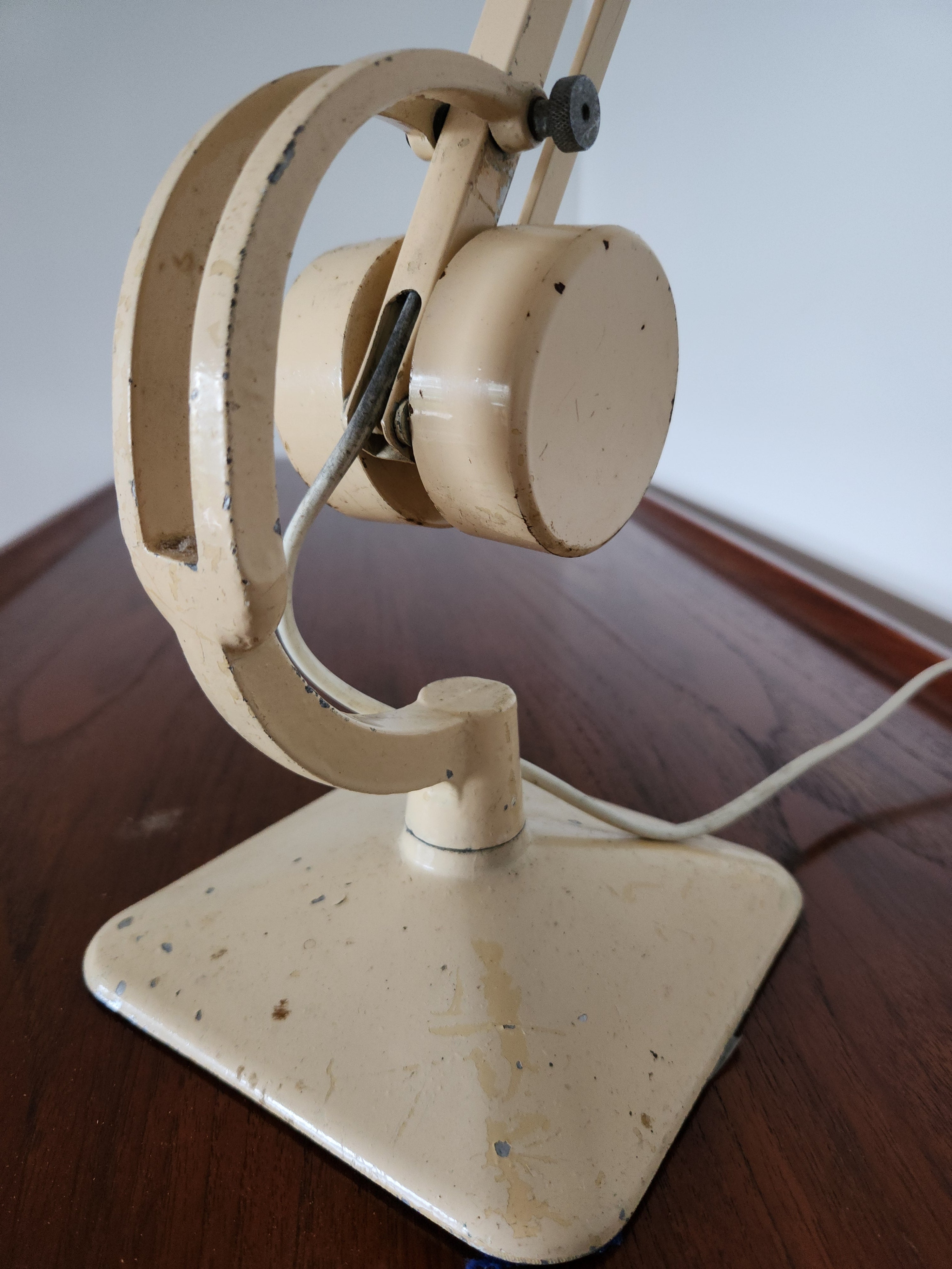 Mid Century Anglepoise lamp. close up of counterbalance mech and base