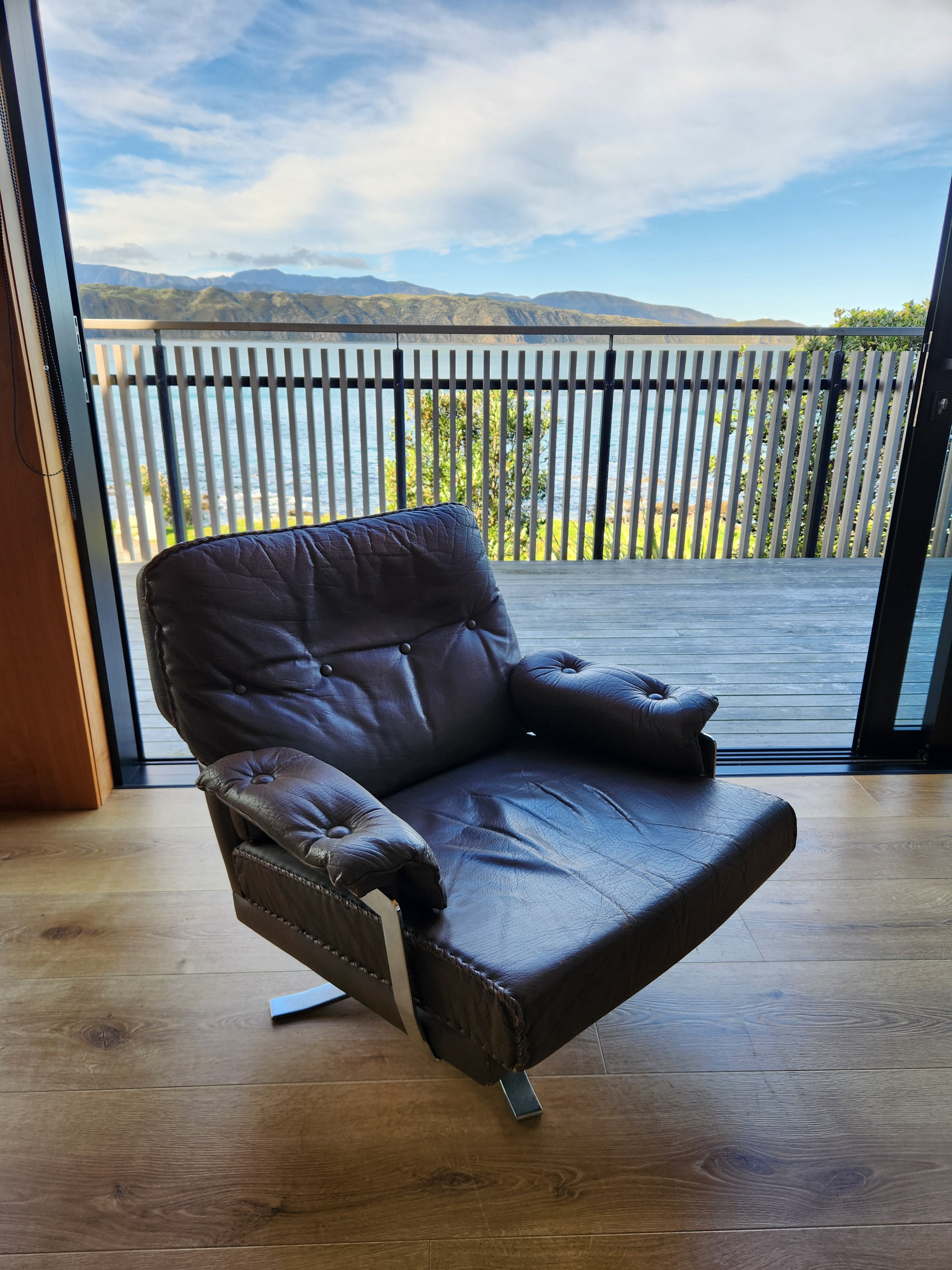 Mid Century Danish Swivel Armchair. viewed from above.