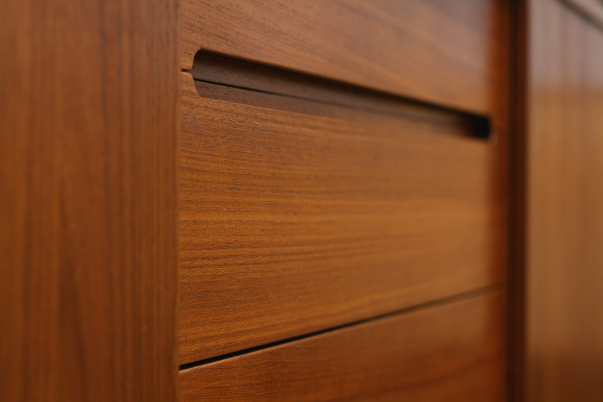 Close up of a Swedish mid century sideboard designed by Nil Jonsson for Toeds.