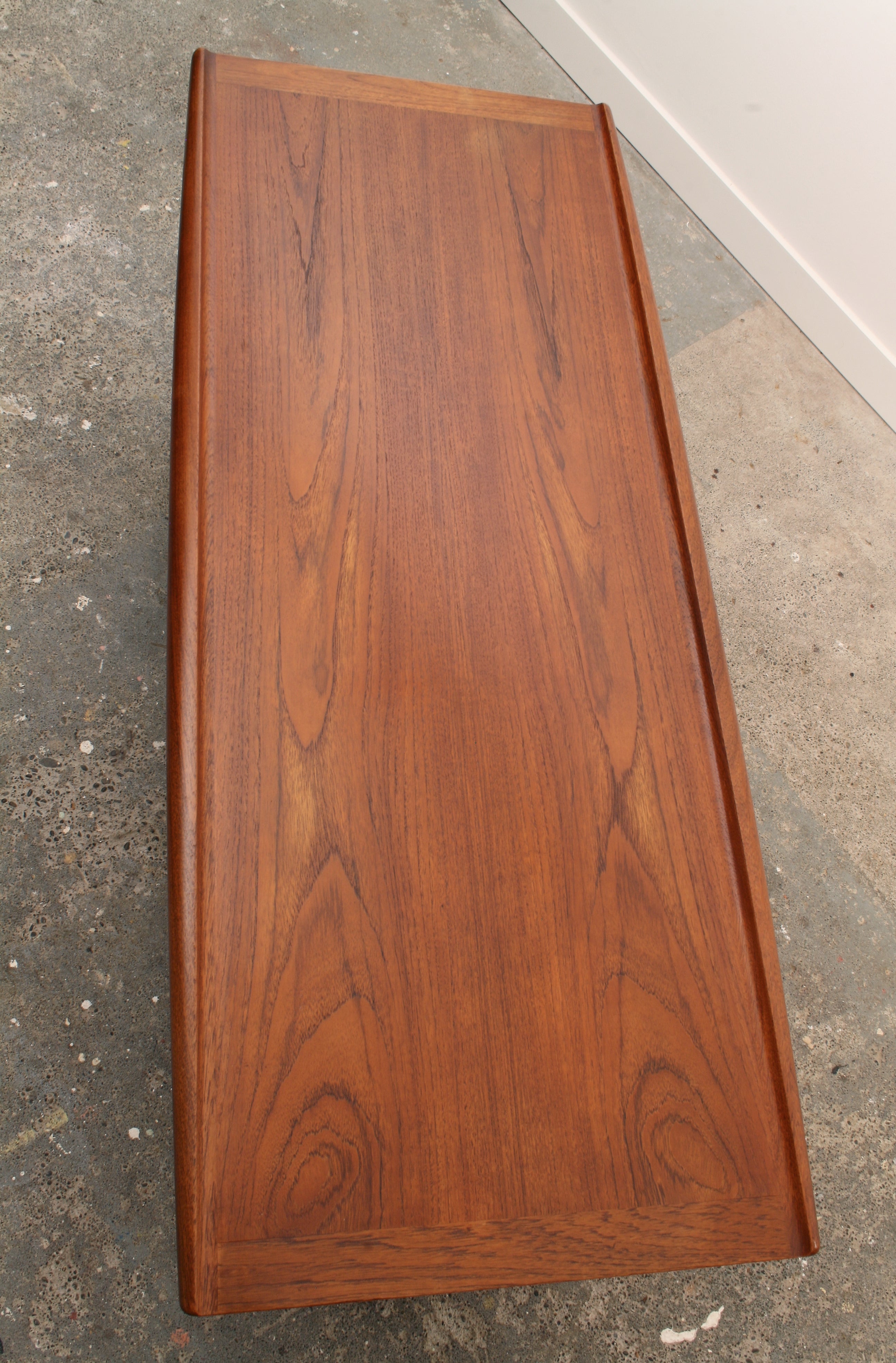Mid Century Danish Teak Coffee Table. From directly overhead.
