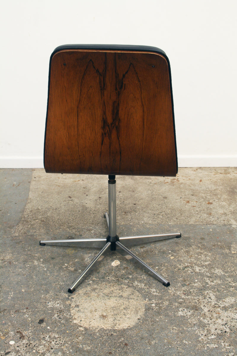 Rosewood Mid century swivel chair 2 in revolution. Showing back.