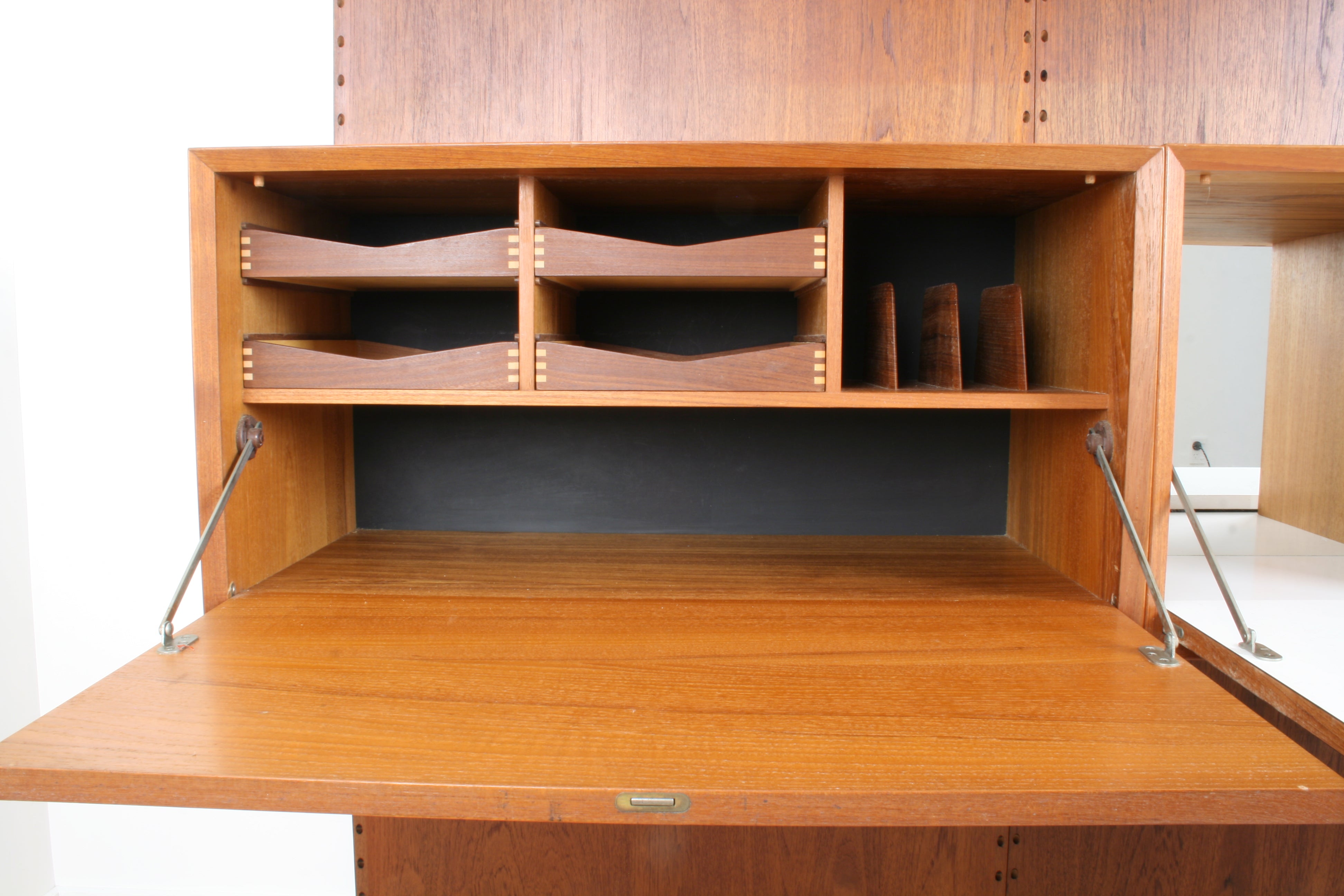 Danish Teak Cadovius system left cabinet with four drawers and letter filing compartment