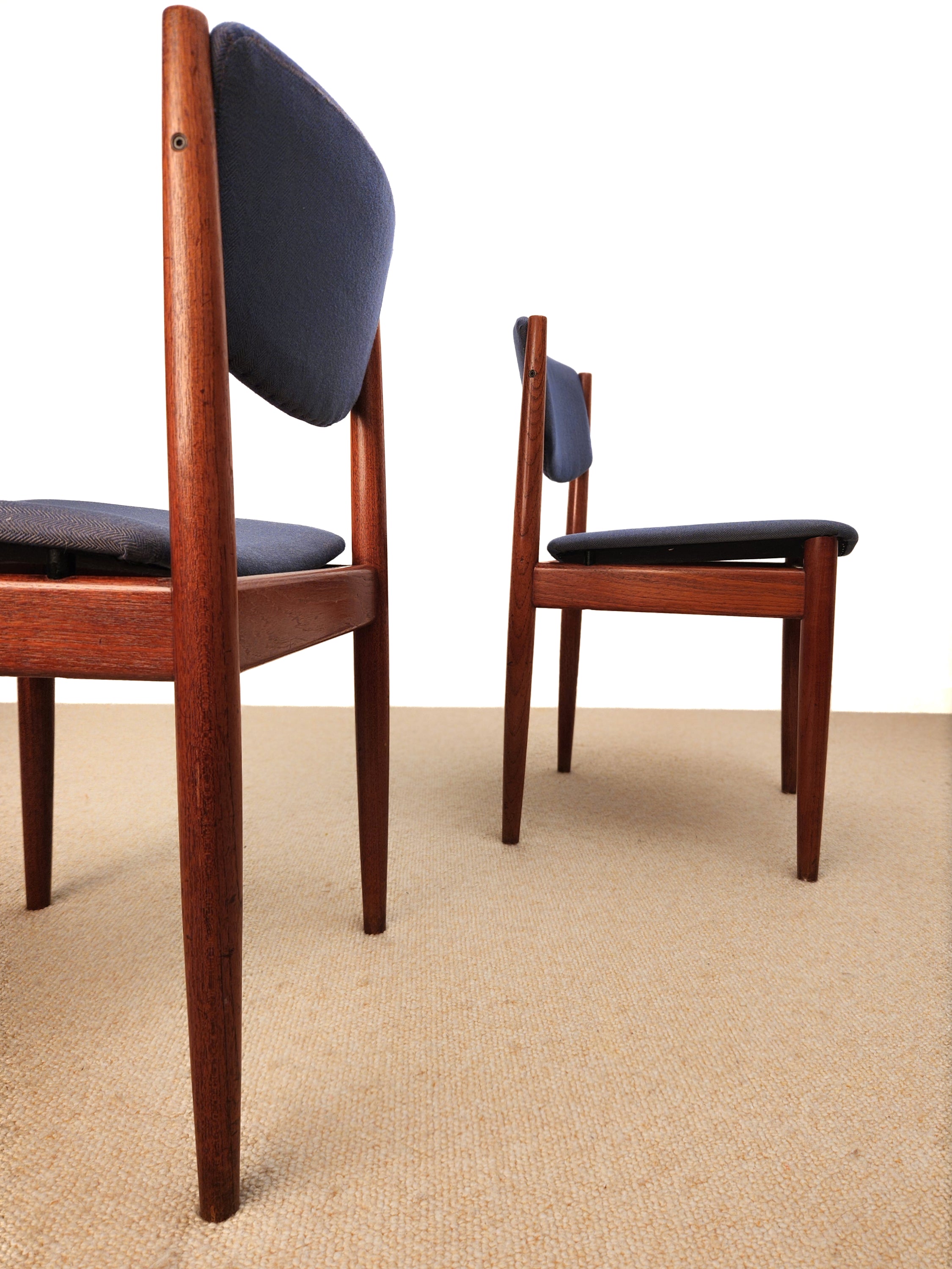 Danish modern dining chair. showing pair in different profiles.