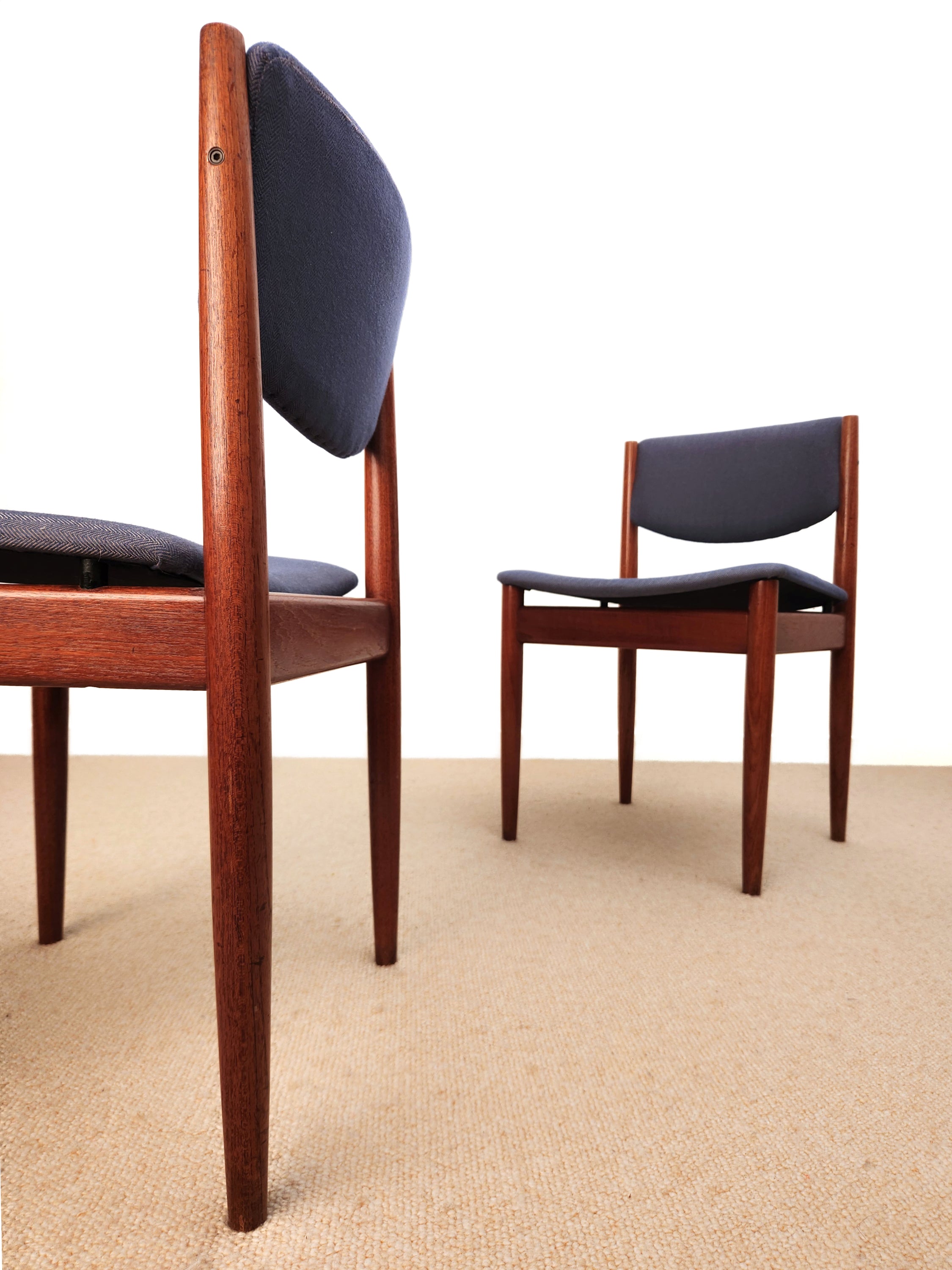 Danish modern dining chair. showing pair in different profiles.