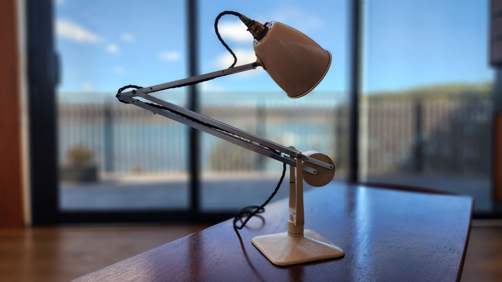 Cream coloured anglepoise lamp by Hadrill and Horstmann.
