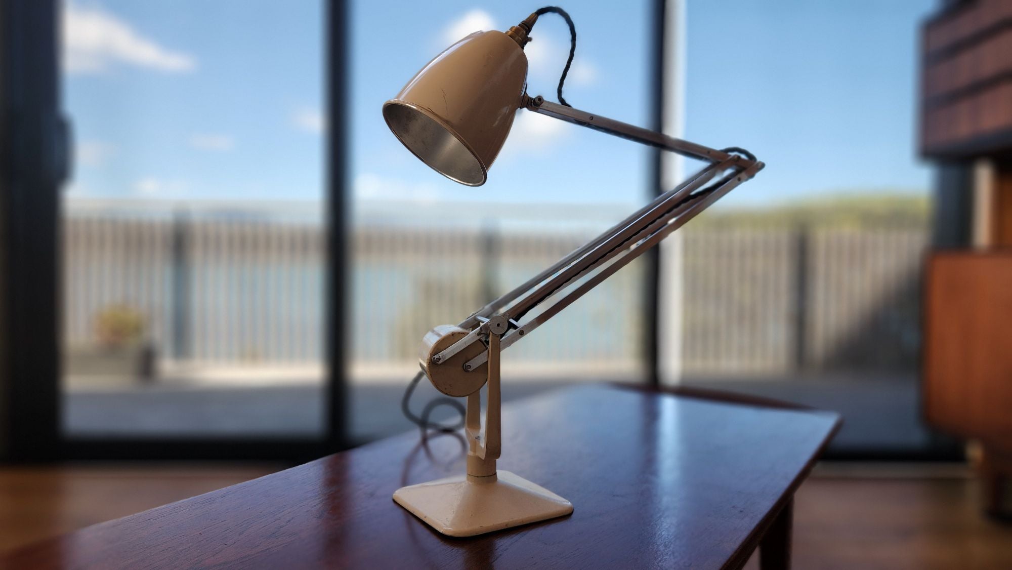 Cream coloured anglepoise lamp by Hadrill and Horstmann.