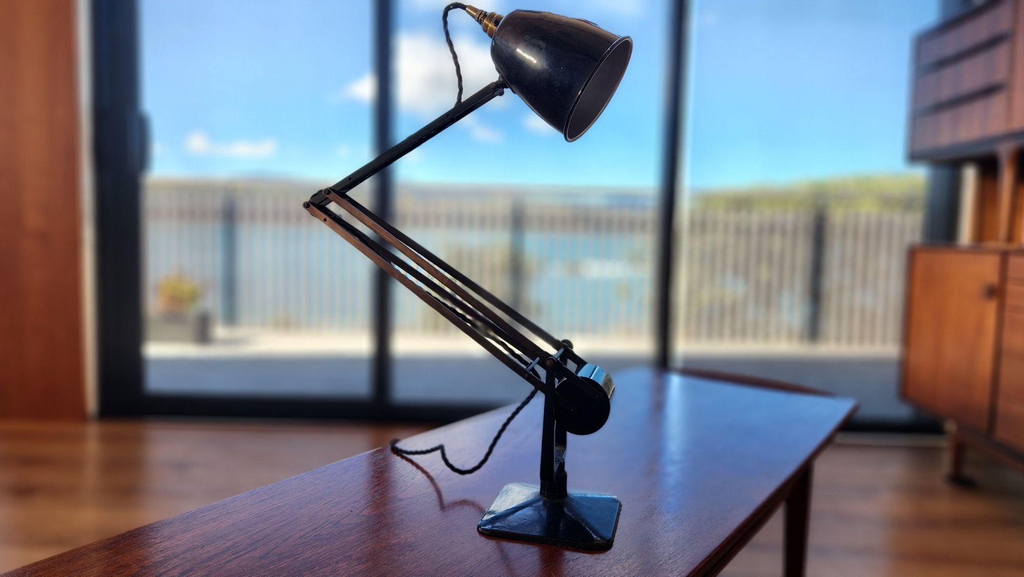 Black old Hadrill and Horstmann anglepoise lamp.