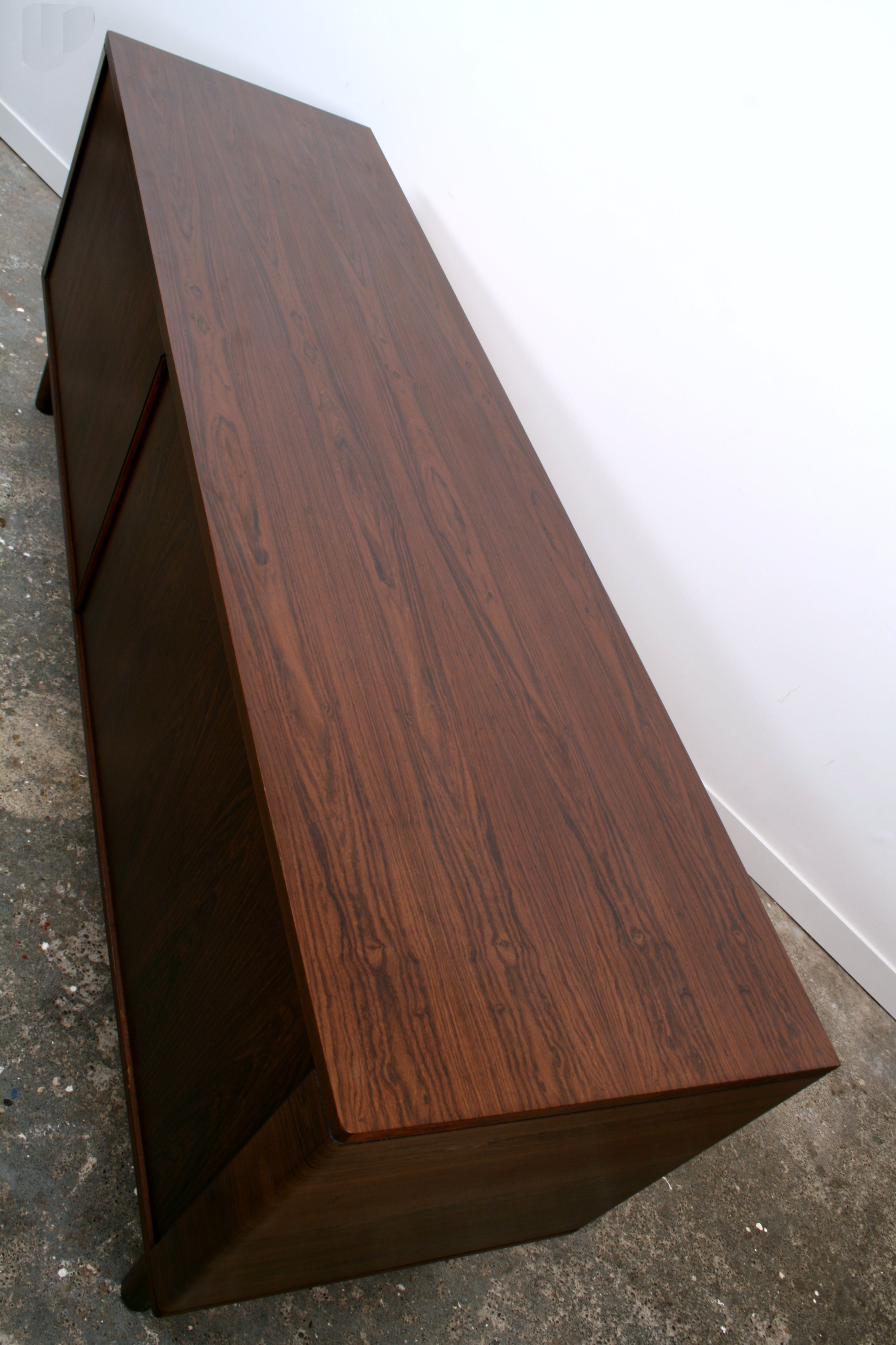 Danish Tambour sideboard by Hornslet Mobelfabrik showing top detail.