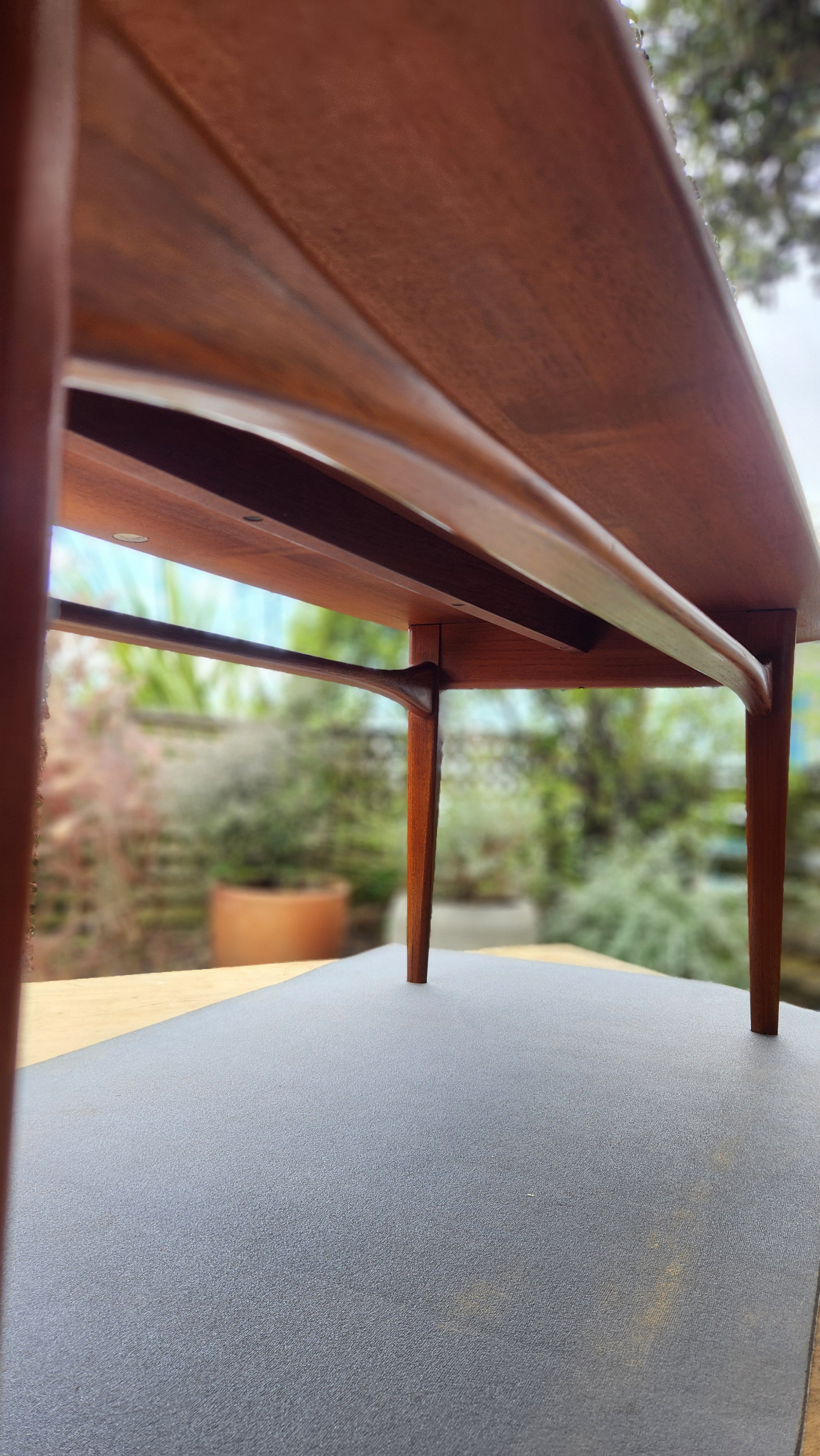 Kindt-Larsen coffee table showing underside a rail detail