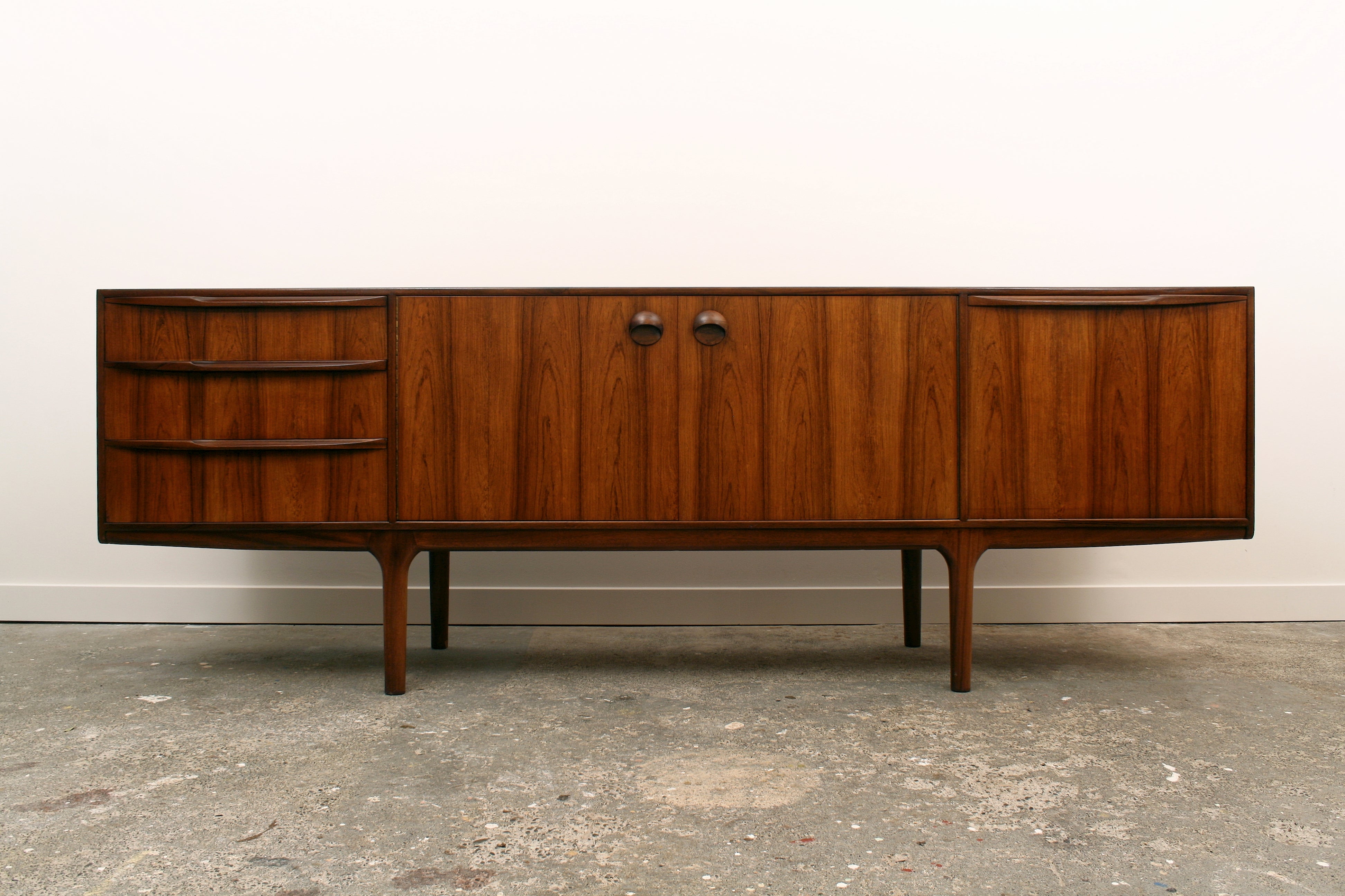 Rosewood sideboard front view highlighting the Rosewood veneer.