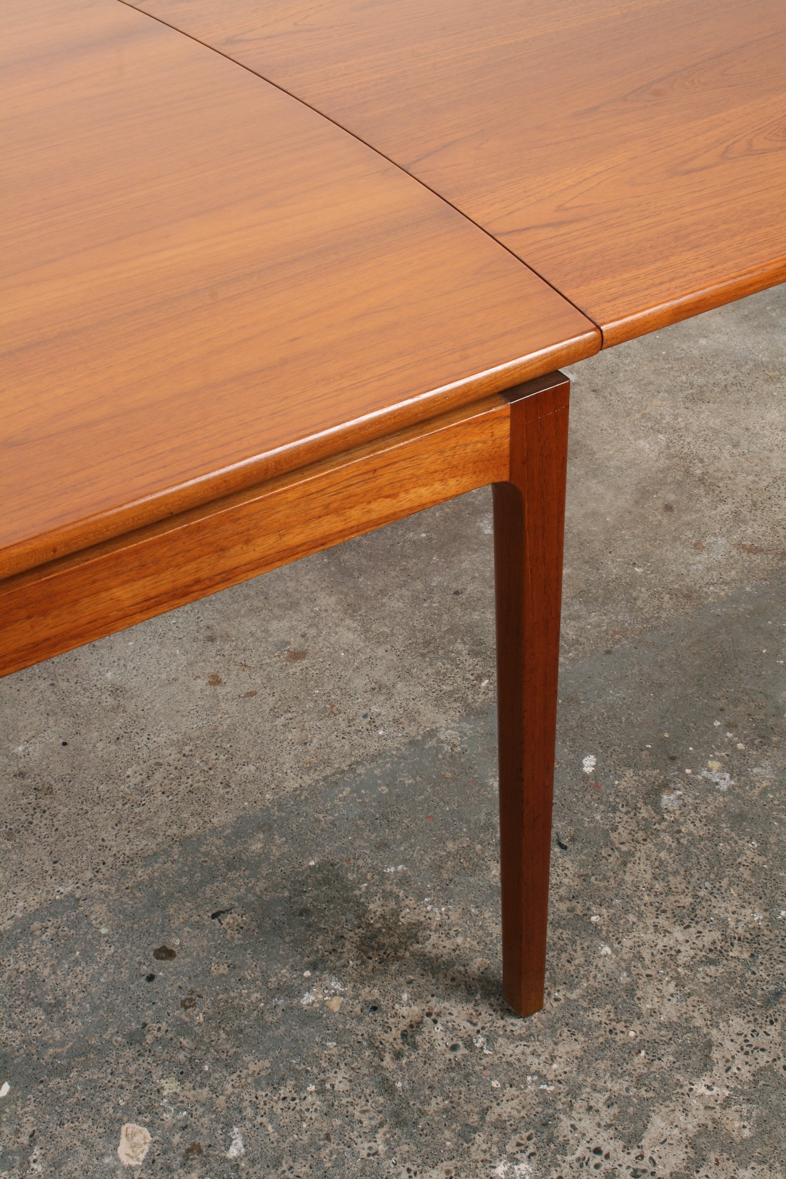 Mid Century Teak Dining Table leg detail.